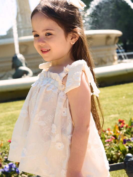 Bluzka z kokardami - ecru