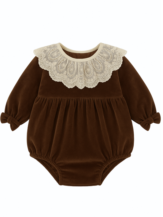 Rampers welurowy z kołnierzykiem- 3 kolory