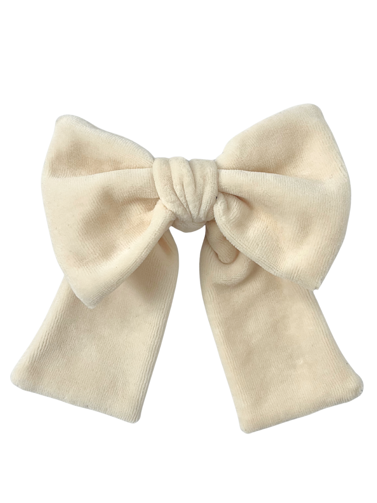 Duża kokarda welurowa - kremowa