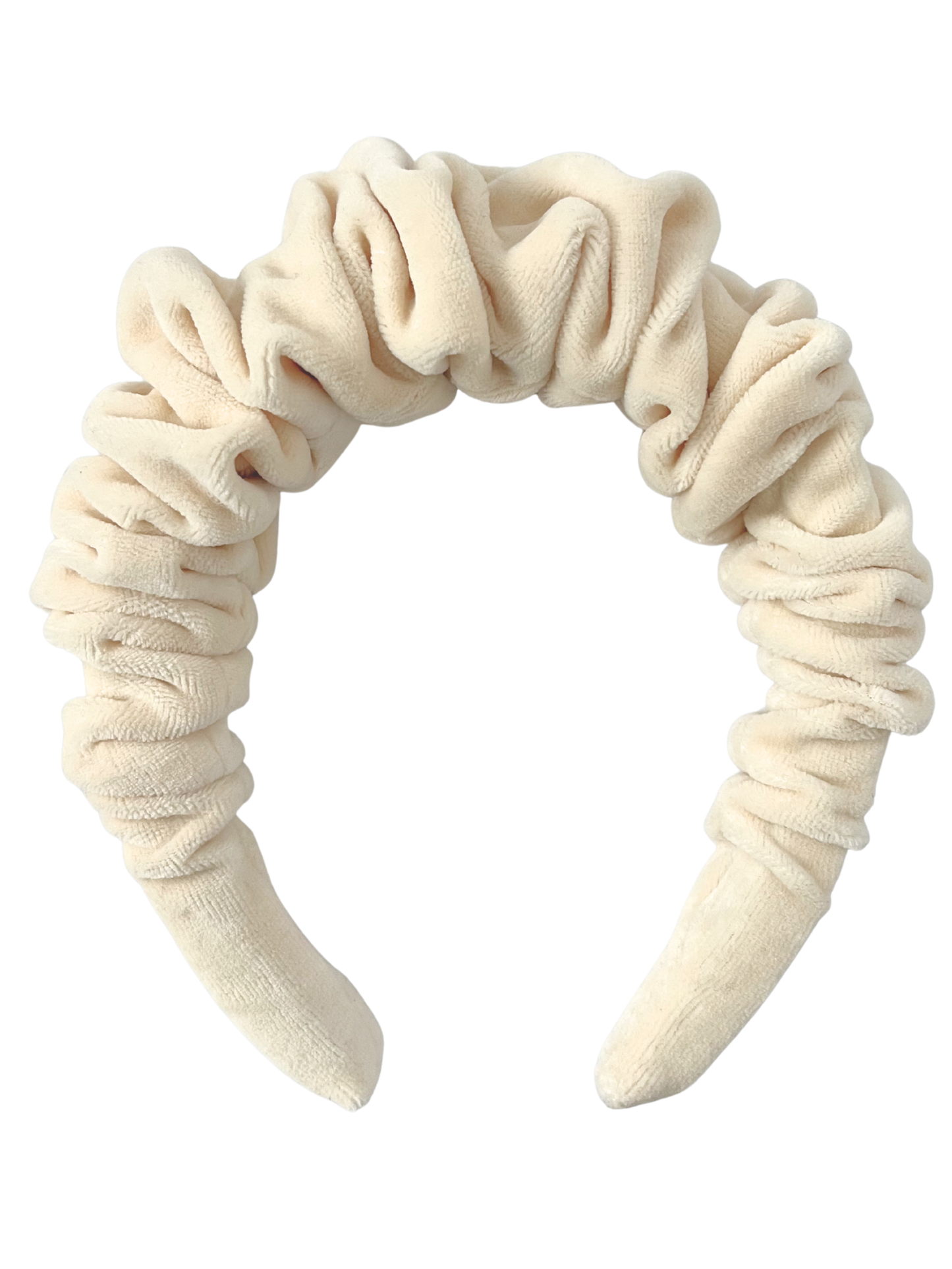 Opaska z marszczeniem kremowy welur