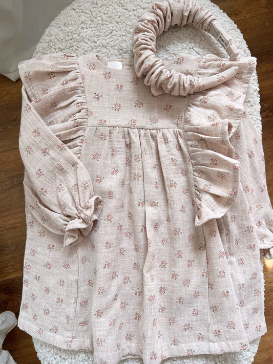 Sukienka beżowa fleuri