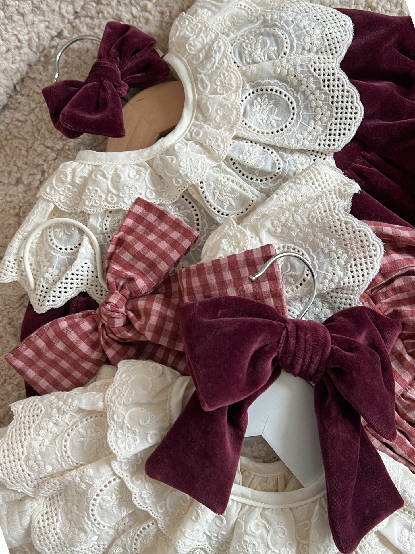 Kokardka bordowy welur - mała