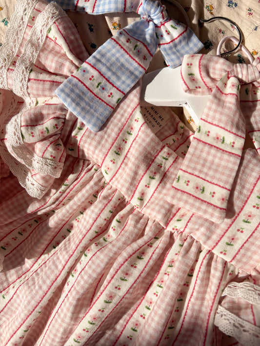 SPRING Sukienka vichy chèri pink -długi rękaw