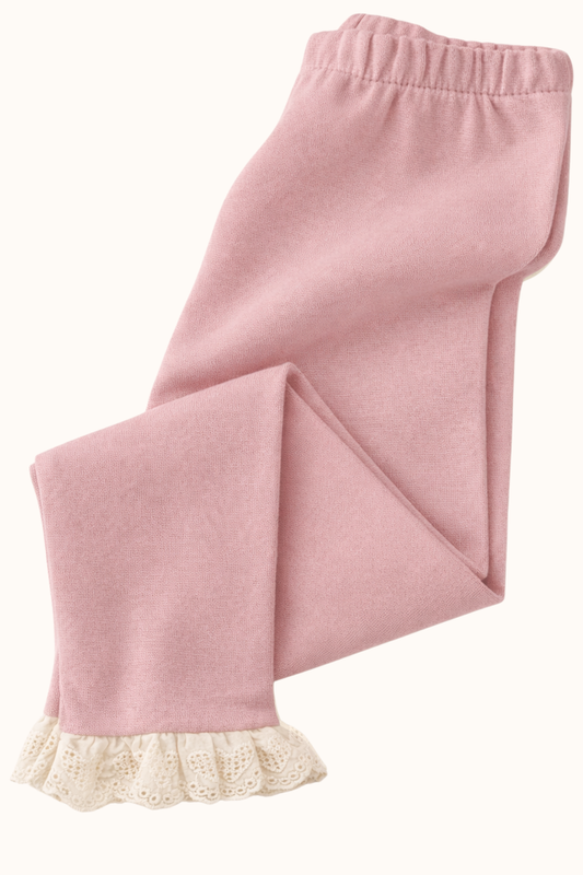 Legginsy z koronką pudrowe