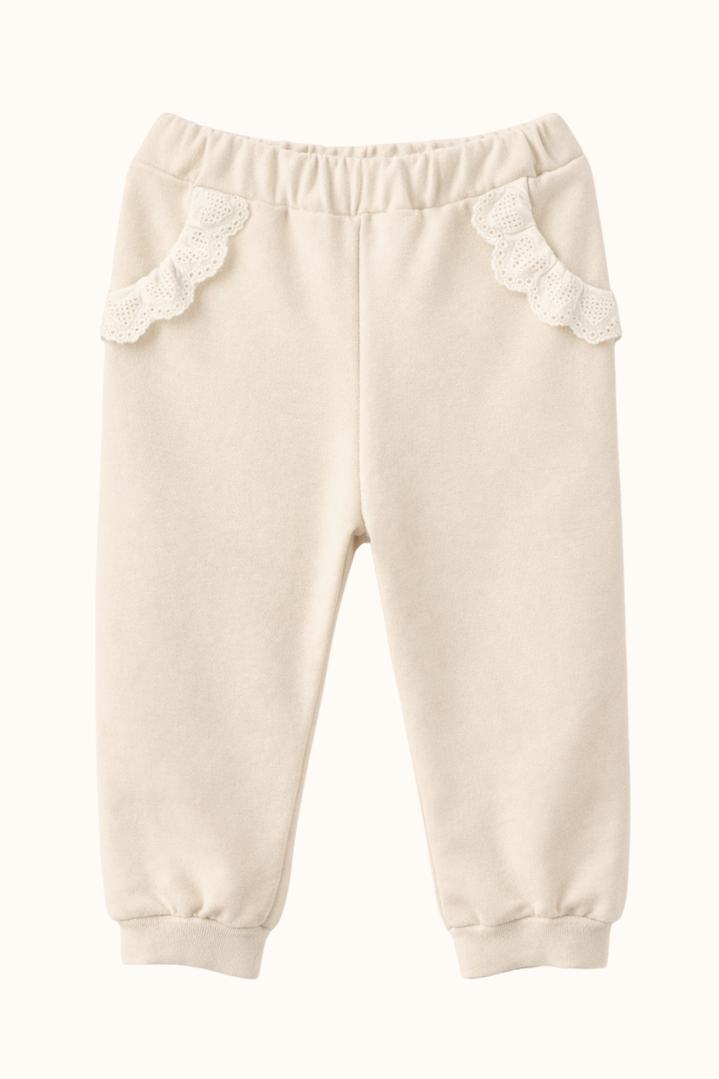 Spodnie dresowe z koronką naturalne