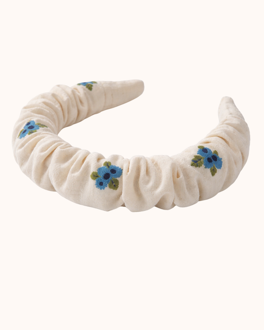 APRIL Opaska z marszczeniem z haftami berry