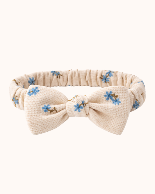 APRIL Opaska z kokardką naturalna w kwiaty