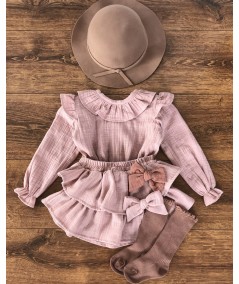 Komplet z muślinu dusty pink
