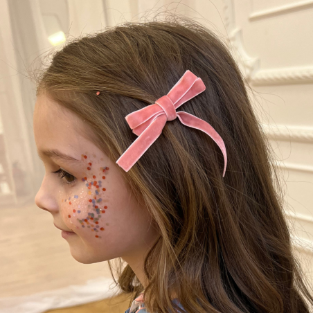 Spinki do włosów velvet pink bow