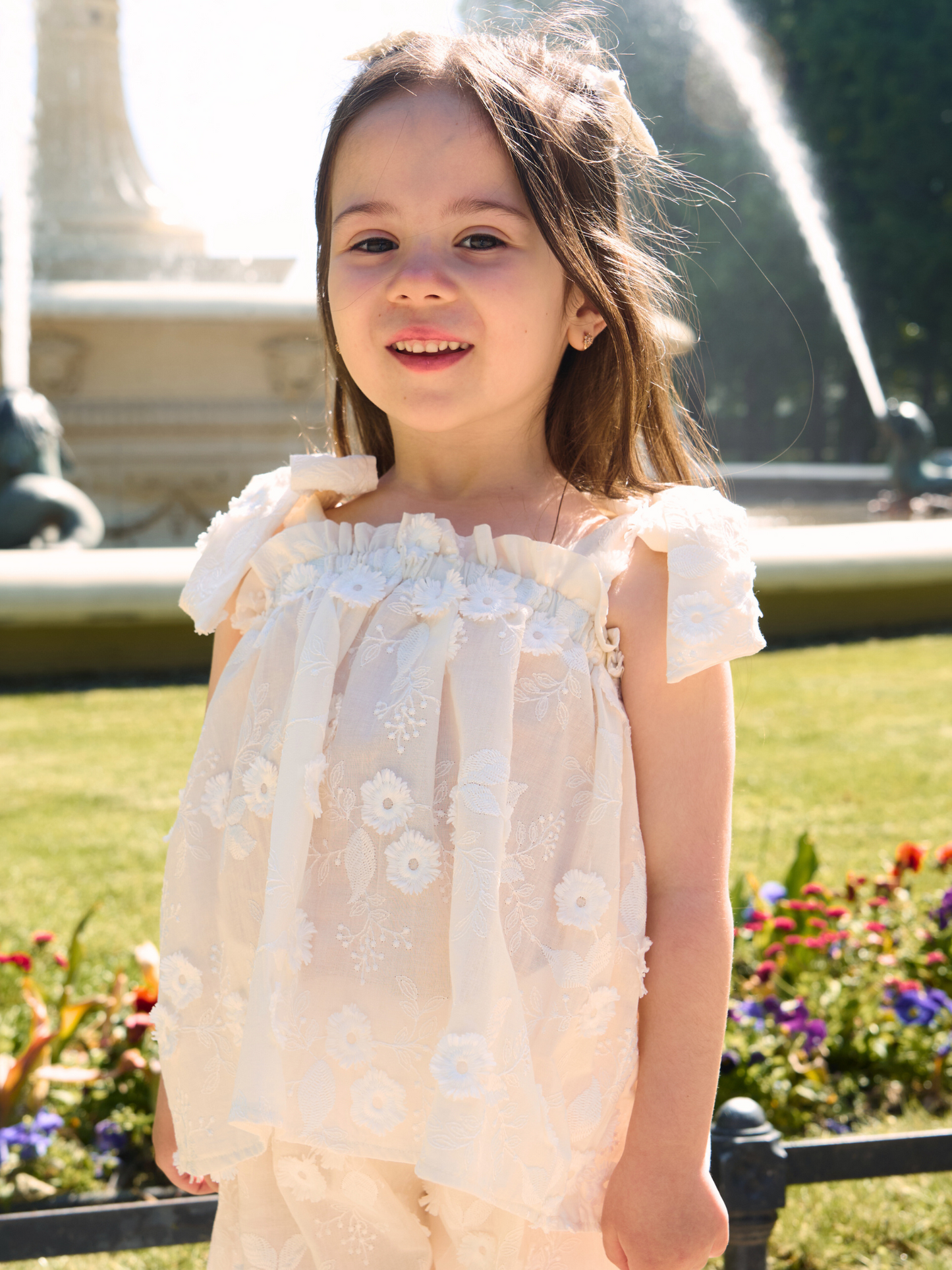 Bluzka z kokardami - ecru