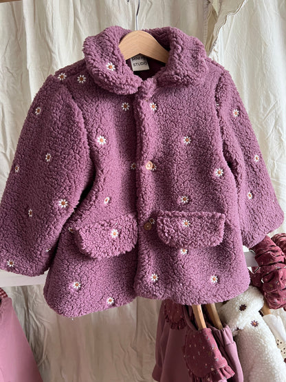 Burgundowy Płaszczyk/kurtka teddy z kołnierzykiem bebe- przedsprzedaż