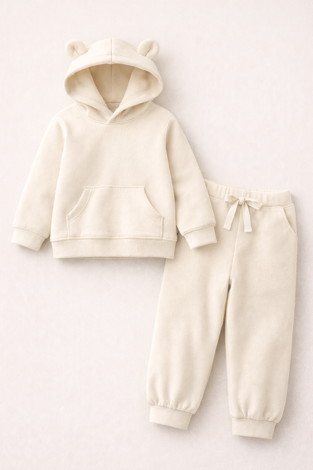 Kremowy dres z uszkami misia