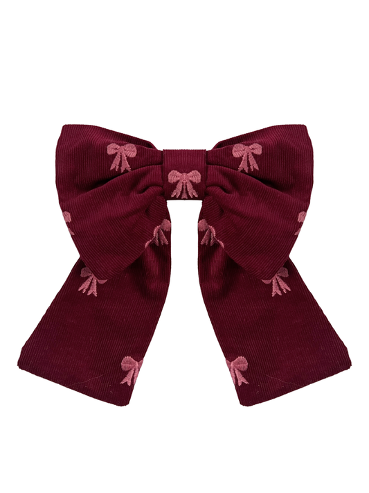 Duża kokarda bordowy sztruks pink bows
