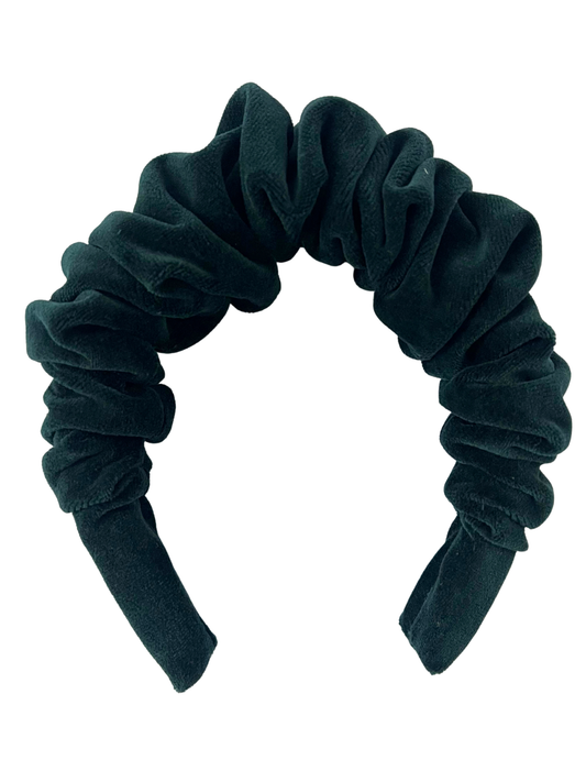 Opaska z marszczeniem butelkowa zieleń welur