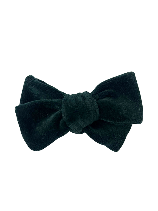 Kokardka welur - mała/ butelkowa zieleń