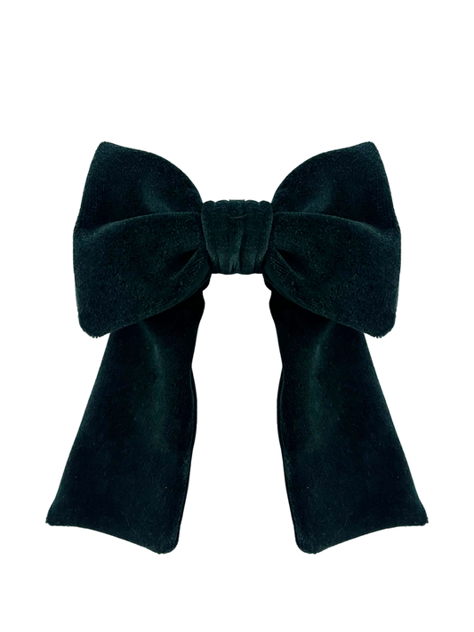 Duża kokarda welurowa - butelkowa zieleń