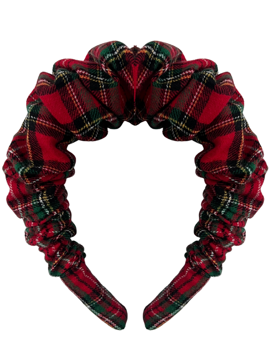 Opaska z marszczeniem świąteczna krata Christmas