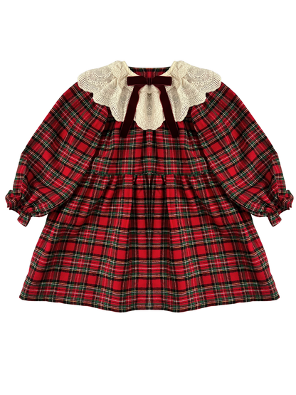 Sukienka z kołnierzykiem w świąteczną kratę Christmas