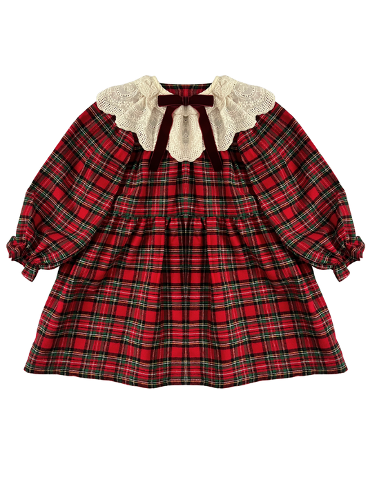 Sukienka z kołnierzykiem w świąteczną kratę Christmas