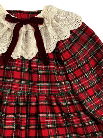 Sukienka z kołnierzykiem w świąteczną kratę Christmas