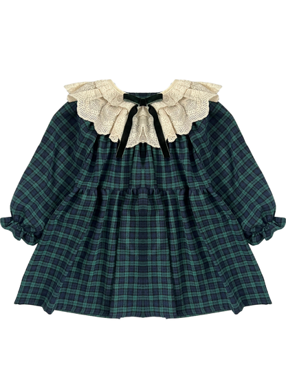 Sukienka z kołnierzykiem w świąteczną kratę Royal