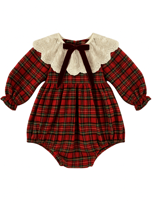 Bawełniany rampers w kratę Christmas