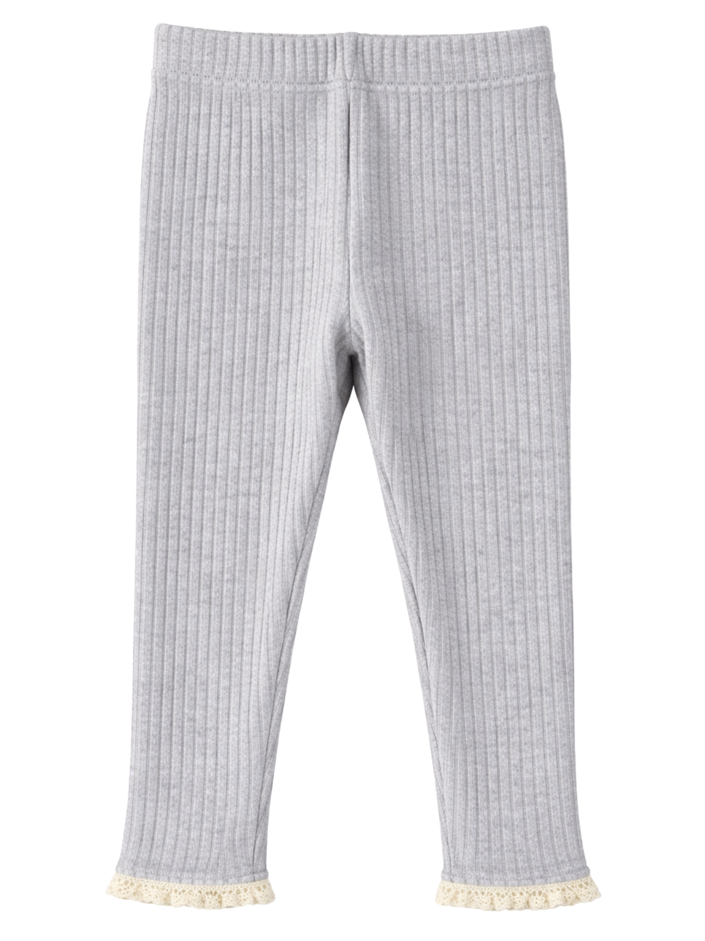 Prążkowane legginsy - szary melanż