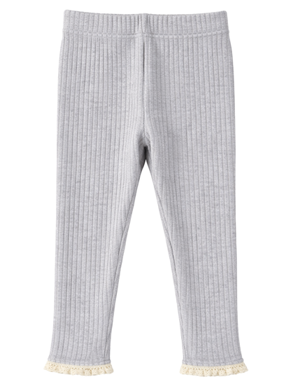 Prążkowane legginsy - szary melanż