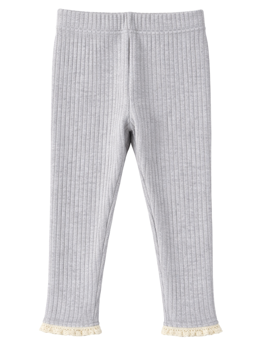 Prążkowane legginsy - szary melanż