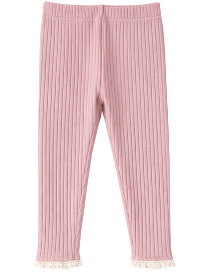 Prążkowane legginsy - róż