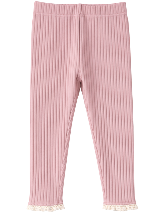 Prążkowane legginsy - róż