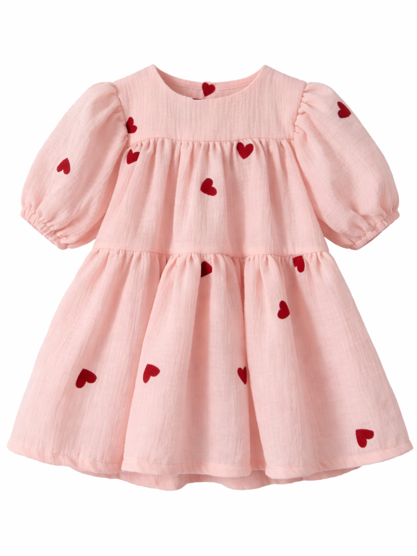 LOVE Sukienka muślinowa w serca różowa