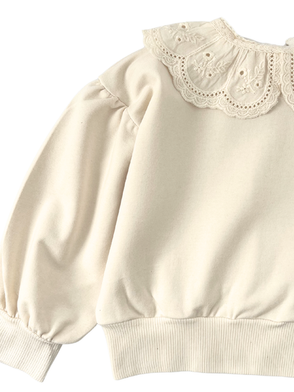 Bluza dresowa z kołnierzykiem - kremowa