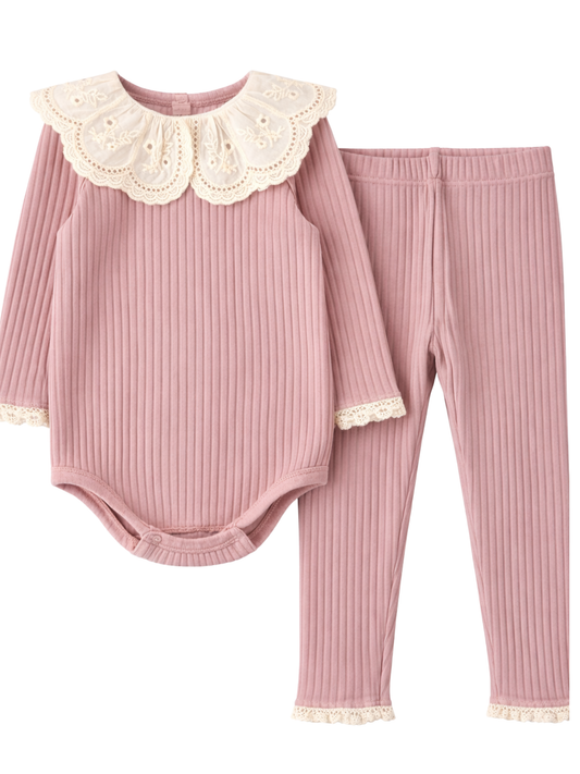 Prążkowane legginsy - róż