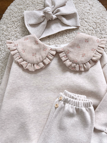 Bluza dresowa z kołnierzykiem Beżowy Melanż