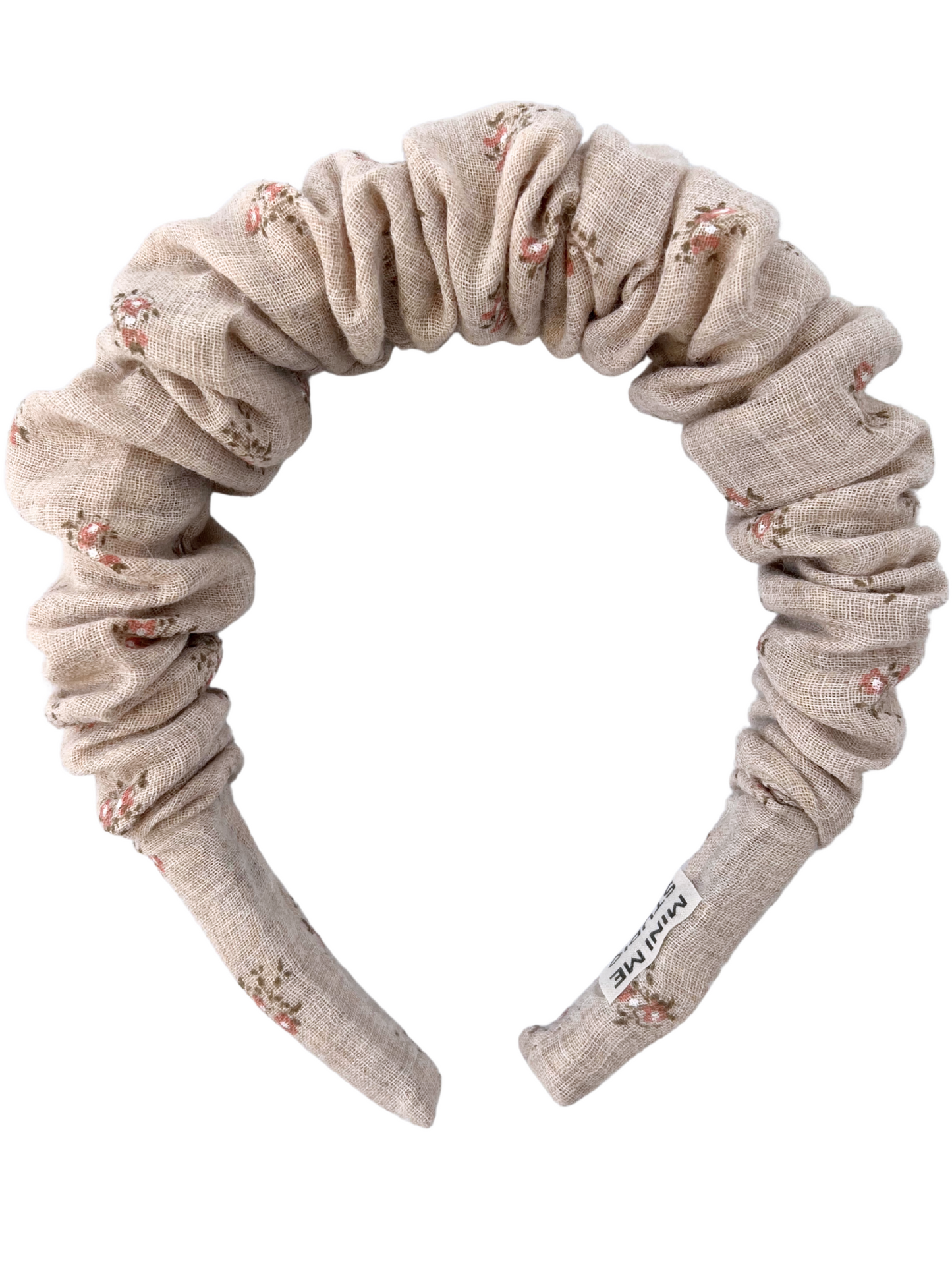 Opaska z marszczeniem beżowa fleuri