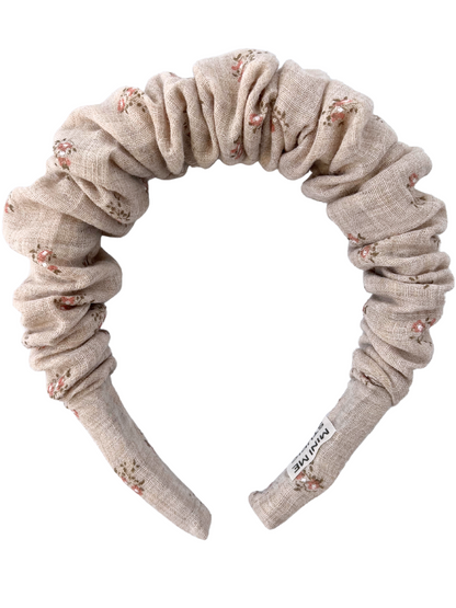 Opaska z marszczeniem beżowa fleuri