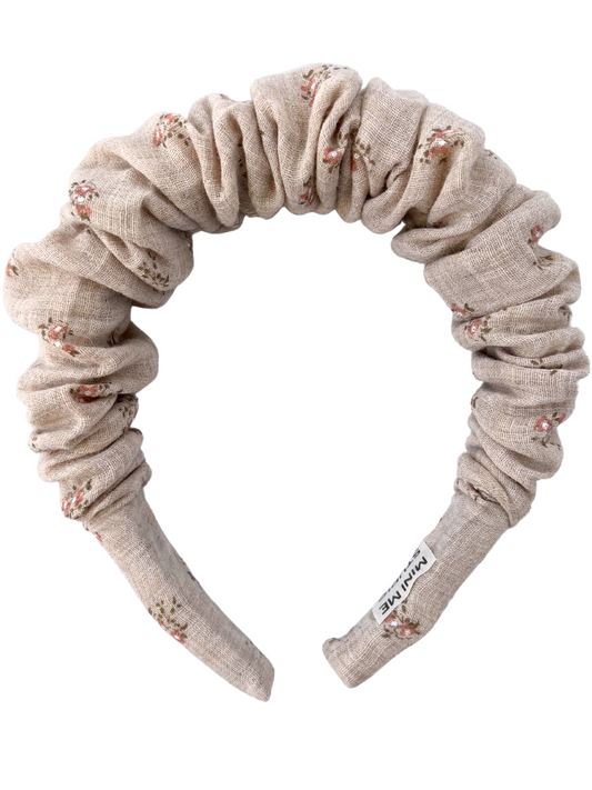 Opaska z marszczeniem beżowa fleuri