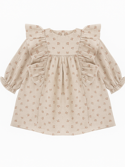 Sukienka beżowa fleuri