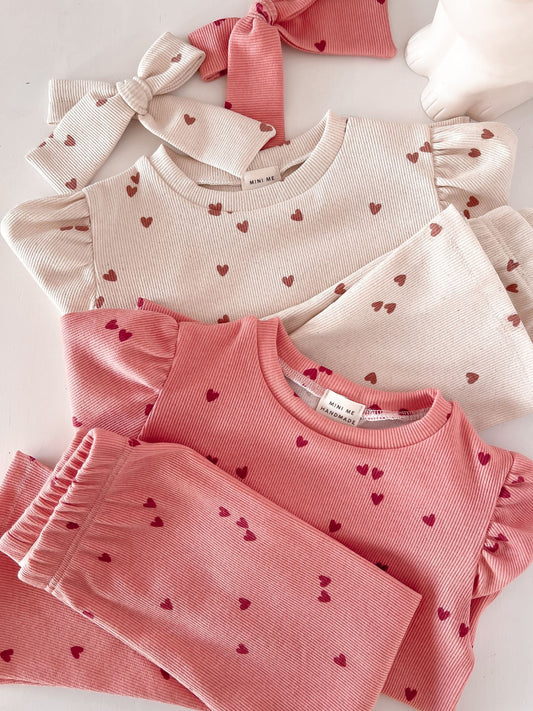 Prążkowane legginsy dzwony - różowe