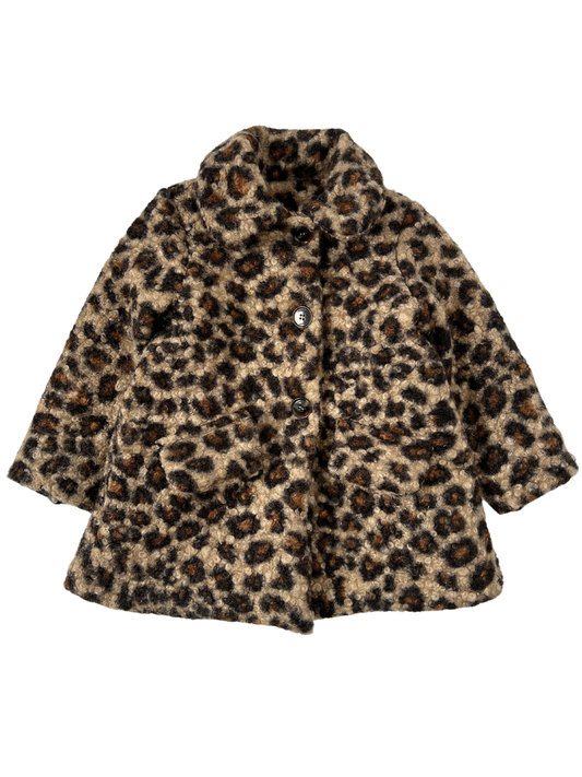Brązowy zimowy płaszczyk w panterkę