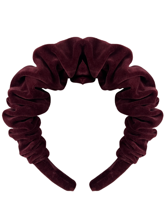 Opaska z marszczeniem bordowy welur
