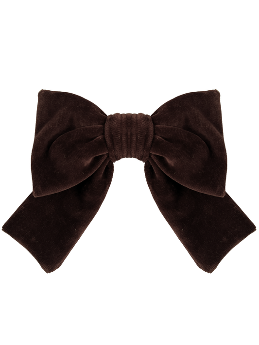 Duża kokardka welurowa- brązowa