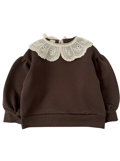 Bluza dresowa z kołnierzykiem - brązowa