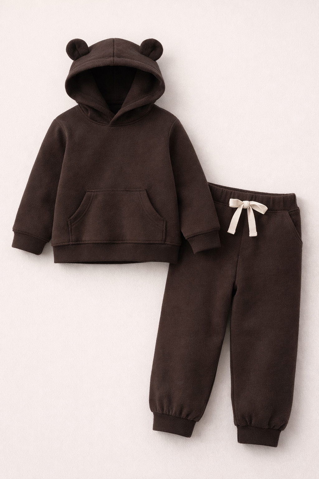 Brązowy dres z uszkami misia