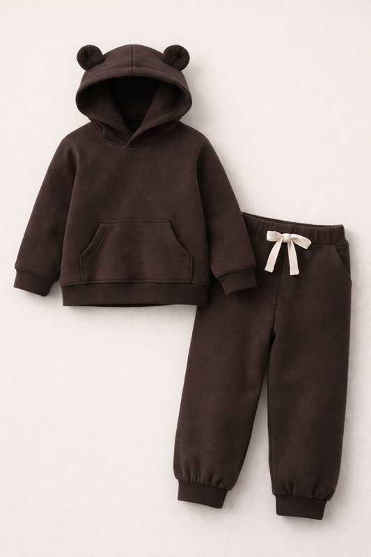 Brązowy dres z uszkami misia