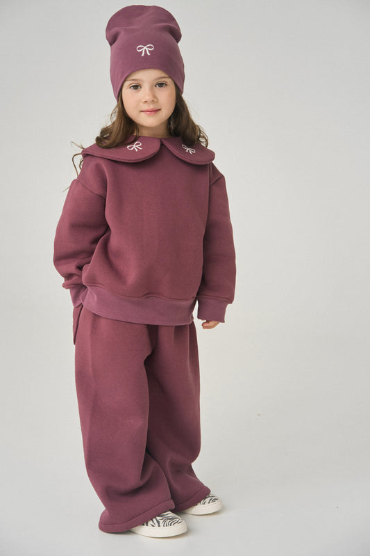 Dres bordowy z kokardkami