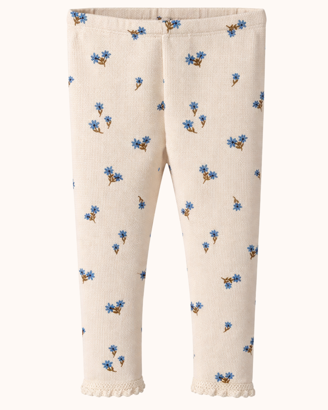 APRIL Legginsy z koronką naturalne kwiaty