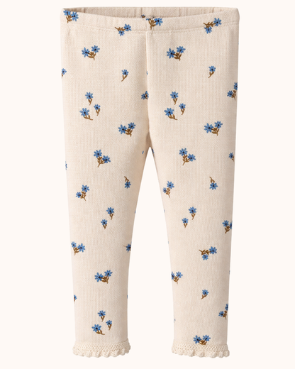 APRIL Legginsy z koronką naturalne kwiaty