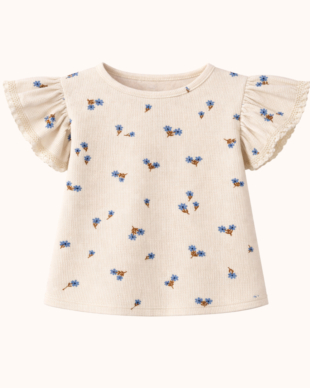 APRIL T-shirt z koronką naturalne kwiaty